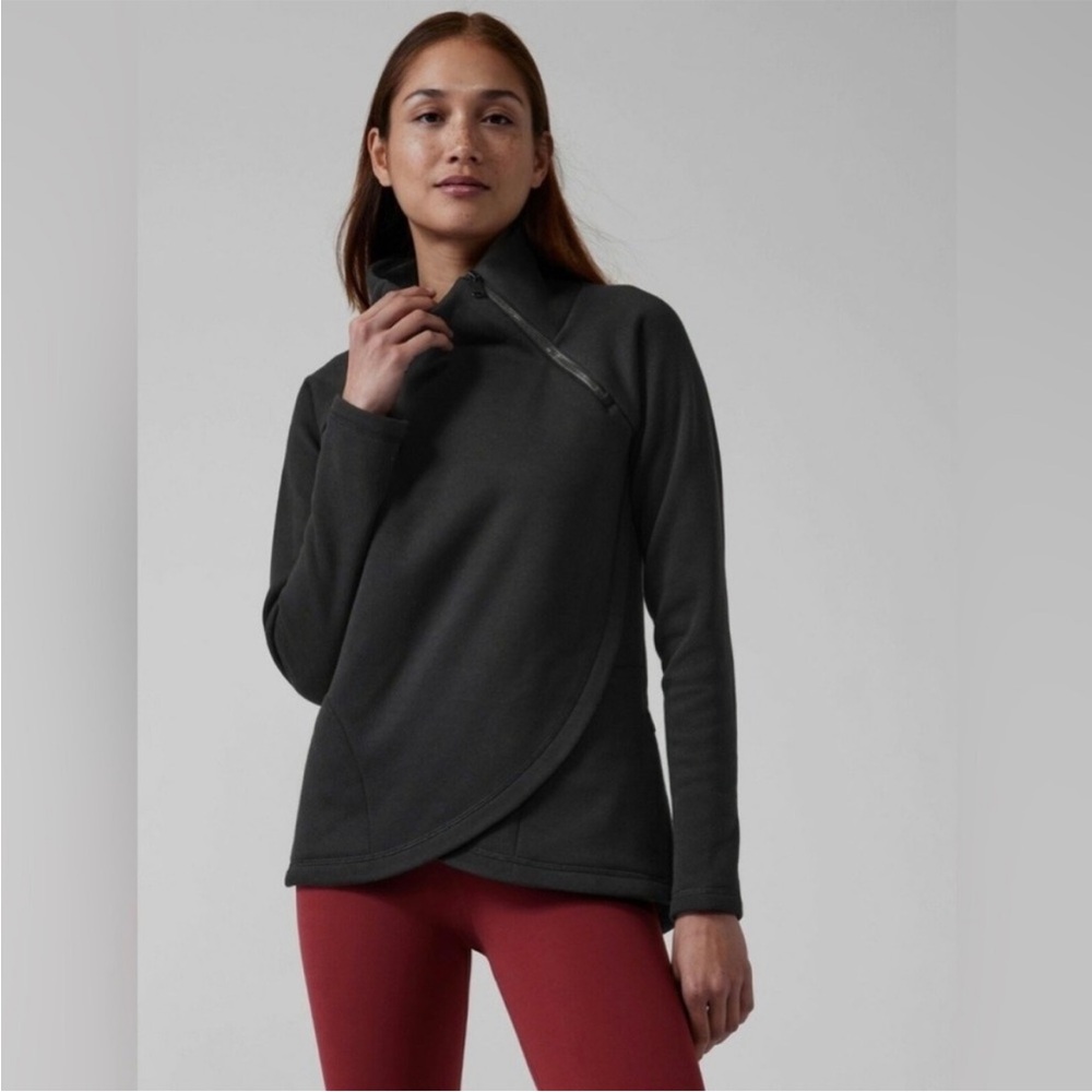 Athleta Cozy Karma Asymmetrical Fleece Lined Sweatshirt Petite Large
